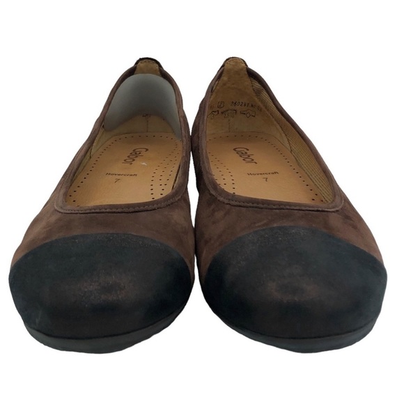 Gabor Hovercraft Raspa Cap Toe Ballerina Suede Flats in Two Tone Brown Size 7 - Picture 4 of 8